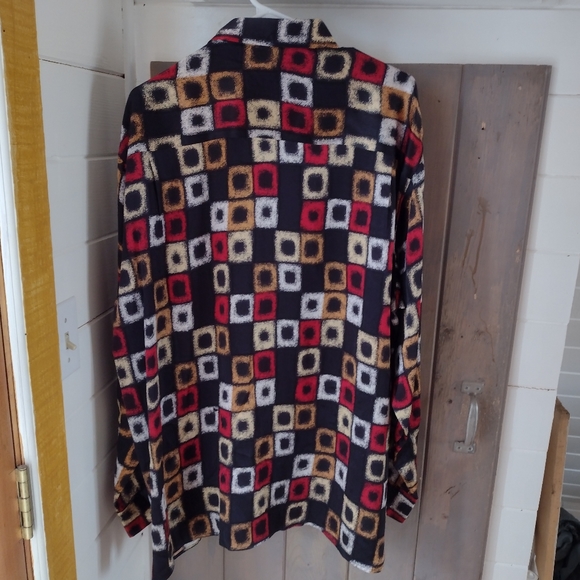 Genelli Men's XL Silk Vintage Shirt Geometric - Picture 2 of 7